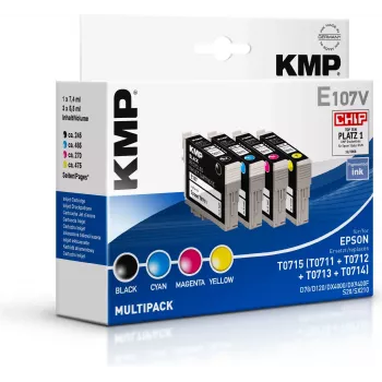 KMP E107V Suderinamas rašalo kasečių rinkinys Juoda/Cian/Magenta/Geltona, skirtas Epson T0715