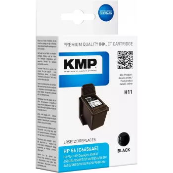 KMP H11 Suderinama rašalo kasetė juoda 19 ml, skirta HP 56 C6656AE