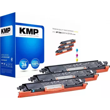 KMP PRINTTECHNIK KMP MULTIPACK H-T149CMY 3 dalių suderinamų tonerio kasečių rinkinys (žydra, purpurinė, geltona) HP Color LaserJet CM2320/CP2025 serijai - pakeičia HP 126A 1226,0030