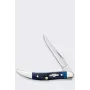Knife Case Rogers Mini Trapper SS Blue Bone sulankstomas kišeninis peilis, 2 ašmenys, nerūdijantis plienas, raižytas mėlyno kaulo kotas, Slipjoint, 89 mm uždarytas