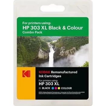 KODAK HP 303XL dviejų kasečių rinkinys (juoda + trijų spalvų) HP ENVY Photo ir Tango serijos spausdintuvams 185H030317
