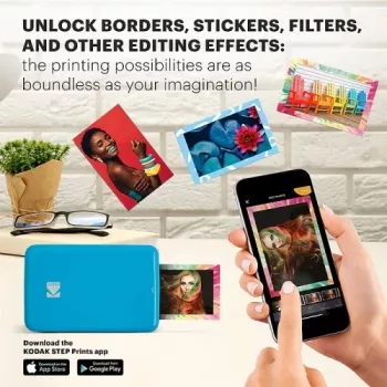 KODAK STEP Momentinis mobilus nuotraukų spausdintuvas - spalvotas ZINK 2x3 inch - 1 puslapis per minutę - Bluetooth - mėlynas