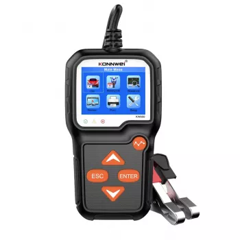KONNWEI KW650 akumuliatorių testeris - 6V/12V/24V automobilių akumuliatorių analizatorius su spalvotu LCD, starterio ir įkrovimo sistemos testas, 100-2000 CCA, keli standartai (CCA, DIN, EN, IEC, JIS, SAE)