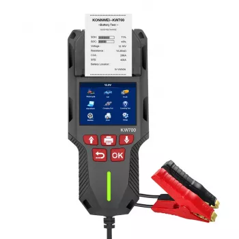 KONNWEI KW700 6V 12V automobilio akumuliatoriaus testeris su užvedimo ir įkrovimo sistemos testu, CCA 100-2000, daugiastandartis, su apšvietimu LCD