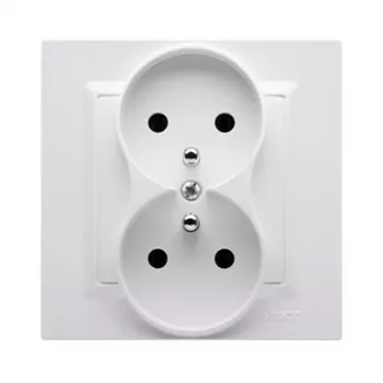 KONTAK-SIMON CGZ2/11 vienvietis lizdas su įžeminimu, 16A 250V, baltas