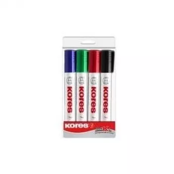 Kores K MARKER Lentos ir flipčarto žymeklių rinkinys, kaltinė smailė 3-5 mm, įvairių spalvų, 4 vnt. M20845