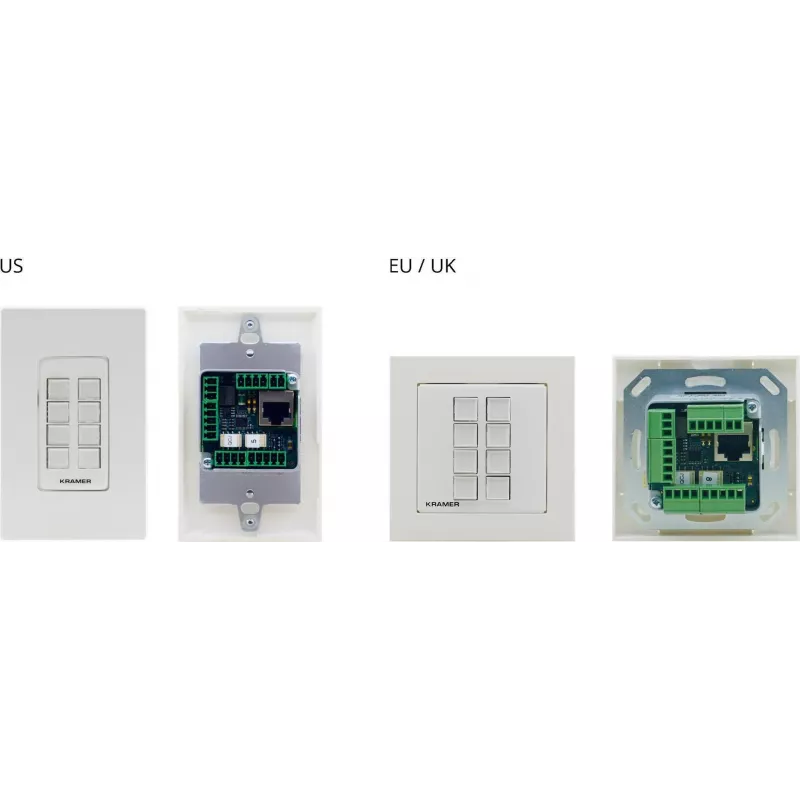 Kramer Electronics RC-208 laidinis valdymo skydelis su 8 programuojamais mygtukais, RS-232/RS-485/Ethernet, baltas