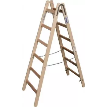 KRAUSE medinės dvipusės kopėčios 2x6 laipteliai, pušis, 150 kg, EN 131 170088