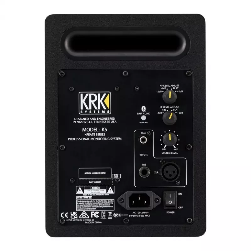 KRK Kreate 5 Active Studio Monitor - 5.25 inch žemų dažnių garsiakalbis, 1 inch aukštų dažnių garsiakalbis, 100W, Bluetooth 5.0