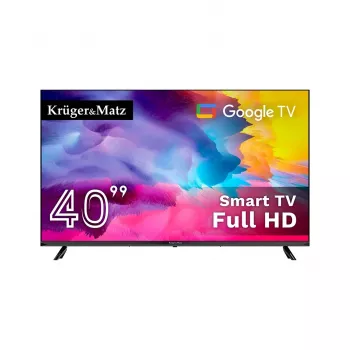 Kruger&Matz 40 colių Full HD LED Smart TV su Google TV, DVB-T2/S2/C, H.265 HEVC, Bluetooth 5.0, Wi-Fi, 3 HDMI, 2 USB, VESA 200x200 mm