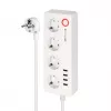 Kruger&Matz Connect P6 Smart Power Strip su 4 Schuko lizdais ir 4 USB prievadais, Tuya Wi-Fi, balta