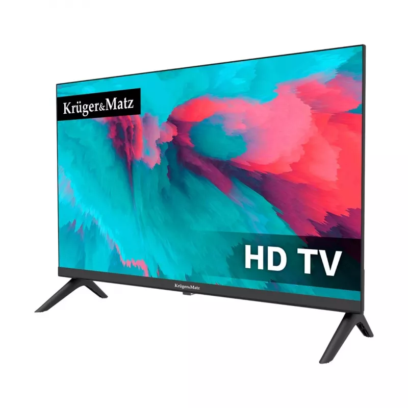KRUGER & MATZ KM0224-T1 24 inch HD Ready LED televizorius su DVB-T2 H.265/HEVC, 12V automobilio adapteriu, 2x HDMI, USB PVR, viešbučio režimu