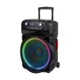 KRUGER & MATZ KM1718 60W nešiojama aktyvi PA garsiakalbių sistema su dviem UHF belaidžiais mikrofonais, Bluetooth, USB, SD, FM, LED efektais