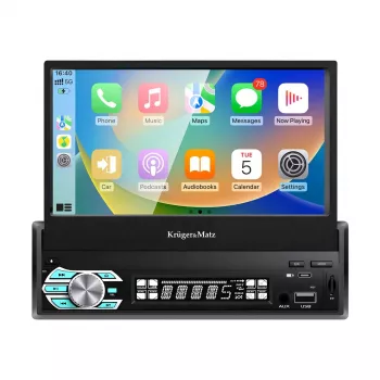 Kruger & Matz KM2018 automobilinis radijas su 7 inch ištraukiamu jutikliniu ekranu, Apple CarPlay ir Android Auto