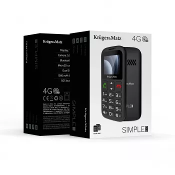 Kruger&Matz Simple 923 4G GSM mobilusis telefonas senjorams - juodas