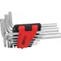 KS TOOLS 151.4540 colių šešiabriaunių raktų rinkinys, 9 dalių, 1/16 colio-3/8 colio, sulankstomas laikiklis, chromo vanadžio plienas, matinis chromuotas