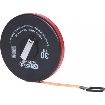KS TOOLS 300.0042 30 m stiklo pluošto matavimo juosta su uždaru ritiniu ir rankena