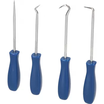 KS TOOLS 4 dalių kablio ir smaigų rinkinys su chromo vanadžio antgaliais ir ergonomiškomis dviejų komponentų rankenomis BT542020