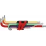 KS TOOLS 9 dalių itin ilgų rutulinių galvučių šešiabriaunių raktų rinkinys su dviguba rutuline galvute, 1,5-10 mm, chromo vanadžio plienas, matinis chromuotas, DIN ISO 2936, ERGOTORQUEplus 151.3222