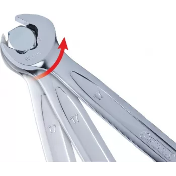 KS TOOLS DUO GEARplus kombinuotas reketinis veržliaraktis, 30 mm, 12 taškų, chromo vanadžio plienas, matinis šatininis chromuotas, DIN 3113, 72 dantukai, 5° grįžimo kampas, 15° poslinkis 503.5228
