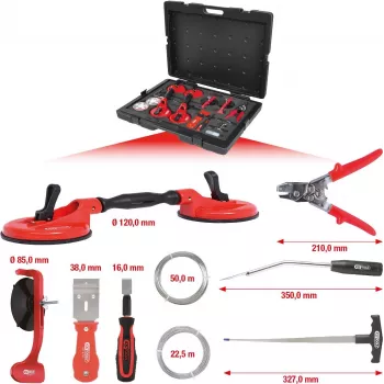 KS TOOLS MASTER priekinio stiklo montavimo ir išmontavimo įrankių rinkinys, 13 dalių (140.1065)