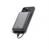 KSIX Magnetic Power Bank 10000 mAh, 22.5W, skirtas iPhone ir Apple Watch, pilka