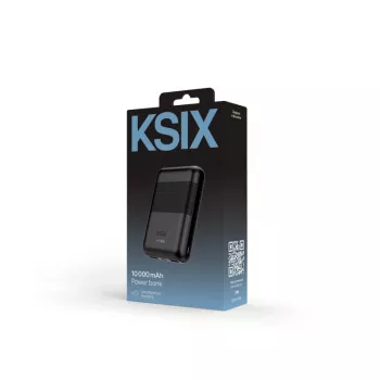 KSIX Powerbank Mini 10000mAh 10W su laidu USB-A USB-C juoda