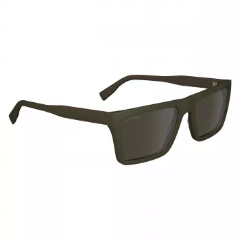 Lacoste L6009S-275 Vyriški stačiakampiai akiniai nuo saulės - Havana acetato rėmelis, rudi polikarbonatiniai lęšiai, UV400 apsauga