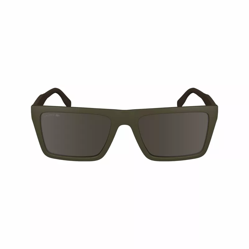 Lacoste L6009S-275 Vyriški stačiakampiai akiniai nuo saulės - Havana acetato rėmelis, rudi polikarbonatiniai lęšiai, UV400 apsauga