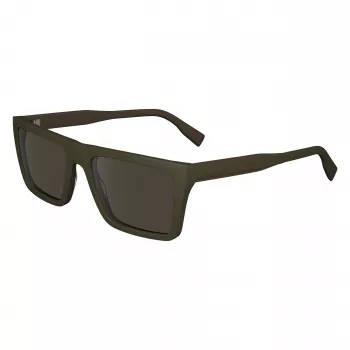 Lacoste L6009S-275 Vyriški stačiakampiai akiniai nuo saulės - Havana acetato rėmelis, rudi polikarbonatiniai lęšiai, UV400 apsauga