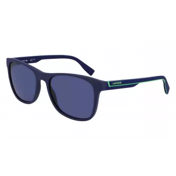 Lacoste L6031S-424 Vyriški stačiakampiai akiniai nuo saulės - mėlynas rėmelis, pilki lęšiai, UV400
