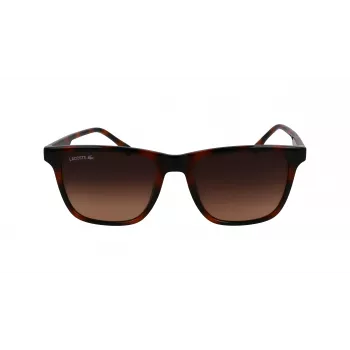 Lacoste L6041S-214 Vyriški stačiakampiai akiniai nuo saulės Havana acetato rėmeliu, rudi polikarbonatiniai lęšiai, 54 mm