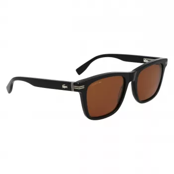 Lacoste L6045S-1 vyriški akiniai nuo saulės, juodas acetatinis rėmelis, pilki polikarbonatiniai lęšiai, 54/19/145 mm