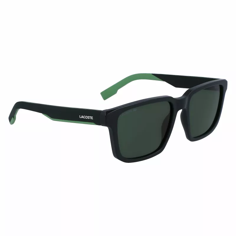 Lacoste L999S-301 Vyriški akiniai nuo saulės, matinis žalias rėmelis, tamsiai žali lęšiai, 55/18/145 mm