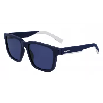 Lacoste L999S-401 vyriški akiniai nuo saulės - Havana acetato rėmelis, mėlyni polikarbonatiniai lęšiai, UV400 apsauga