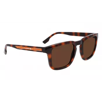 Lacoste vyriški stačiakampiai akiniai nuo saulės L951SRG-214 Havana acetatas žali polikarbonato lęšiai 52/22/145 mm