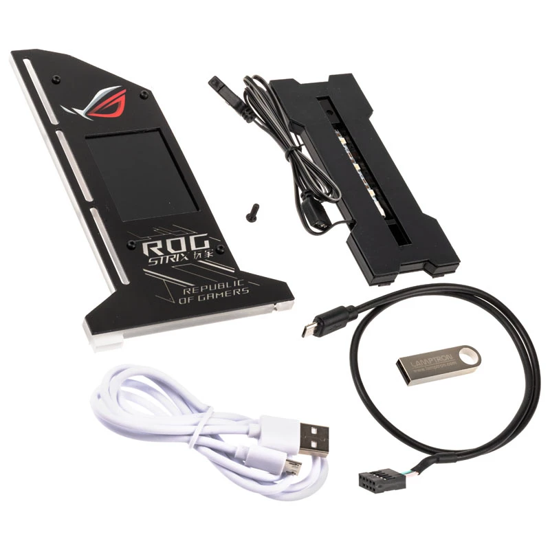 Lamptron vertikalus GPU laikiklis su ekranu – juodas
