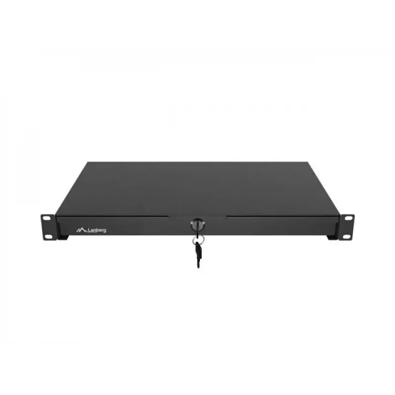 LANBERG 19 colių 1U ištraukiamas stalčius 270 mm gylio juodas (483x270 mm, apkrova 30 kg)