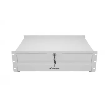 LANBERG 19-inch 3U Sliding Rack Shelf 360mm Depth Grey, 90kg Load Capacity, 4-Point Mounting