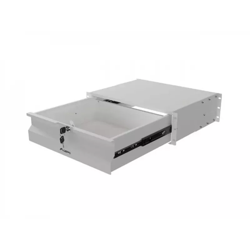 LANBERG 19-inch 3U Sliding Rack Shelf 360mm Depth Grey, 90kg Load Capacity, 4-Point Mounting