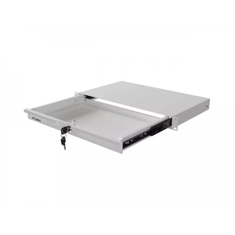 LANBERG 1U 19 colių ištraukiamas stalčius, 270 mm gylis, pilkas (30 kg talpa)