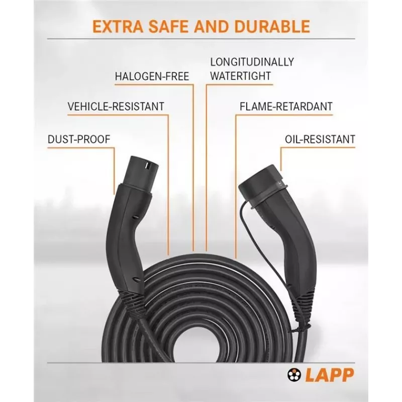 LAPP MOBILITY HELIX® Type 2 EV įkrovimo kabelis, 22 kW, 5 m, juodas 61795