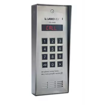 Laskomex CD-2600R garo durų skambučio skydelis su nerūdijančio plieno RFID rakto skaitytuvu, montuojamas ant paviršiaus