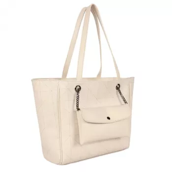 Laura Ashley Women's Cream Quilted Faux Leather Shoulder Bag - Relief Q LTD CRM (30x30x10 cm)