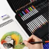 LEAN piešimo ir eskizavimo rinkinys, 74 dalių pilnas komplektas su grafitiniais pieštukais, spalvotais pieštukais, aliejinėmis pastelėmis, anglimi ir užtrauktuku užsegamu dėklu
