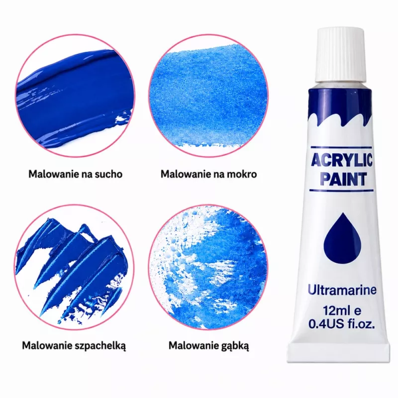 LEAN Meninio akrilo dažų rinkinys 24 spalvos 12 ml