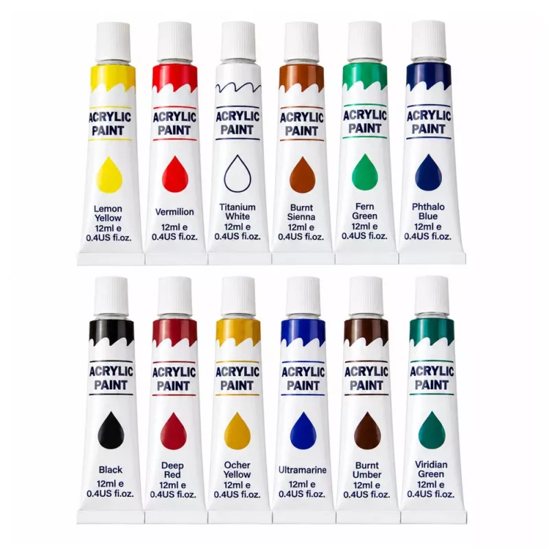 LEAN Meninio akrilo dažų rinkinys 24 spalvos 12 ml