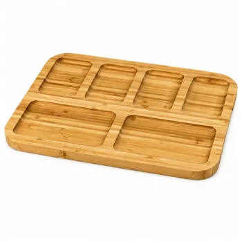 LEAN Bamboo Board Platter with Compartments for Serving Tray 36 x 28cm