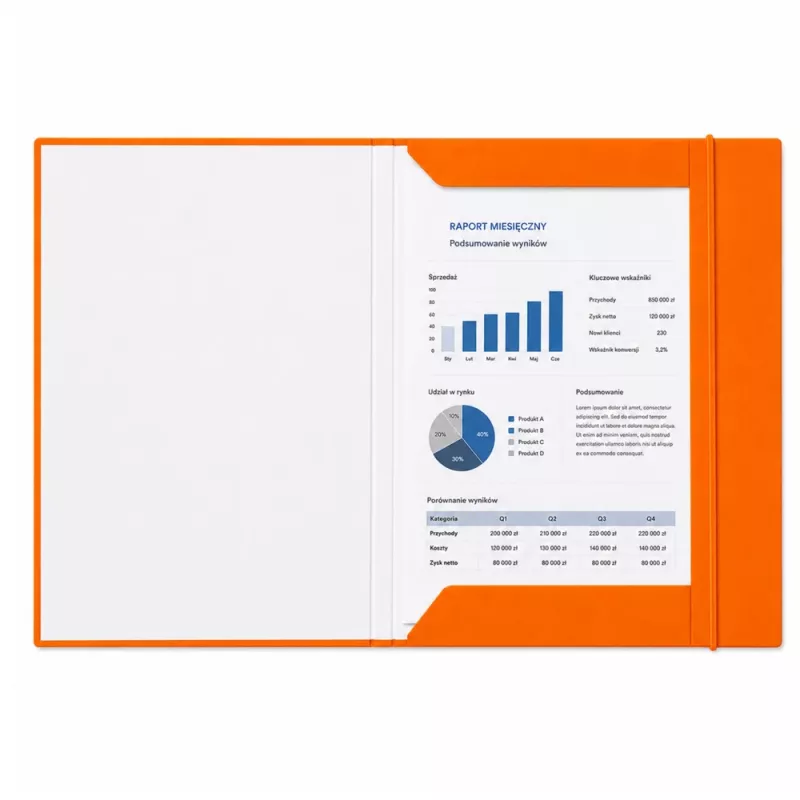 LEAN kartoninis aplankas su elastine juostele, lakuotas, A4, 300 g/m², oranžinis