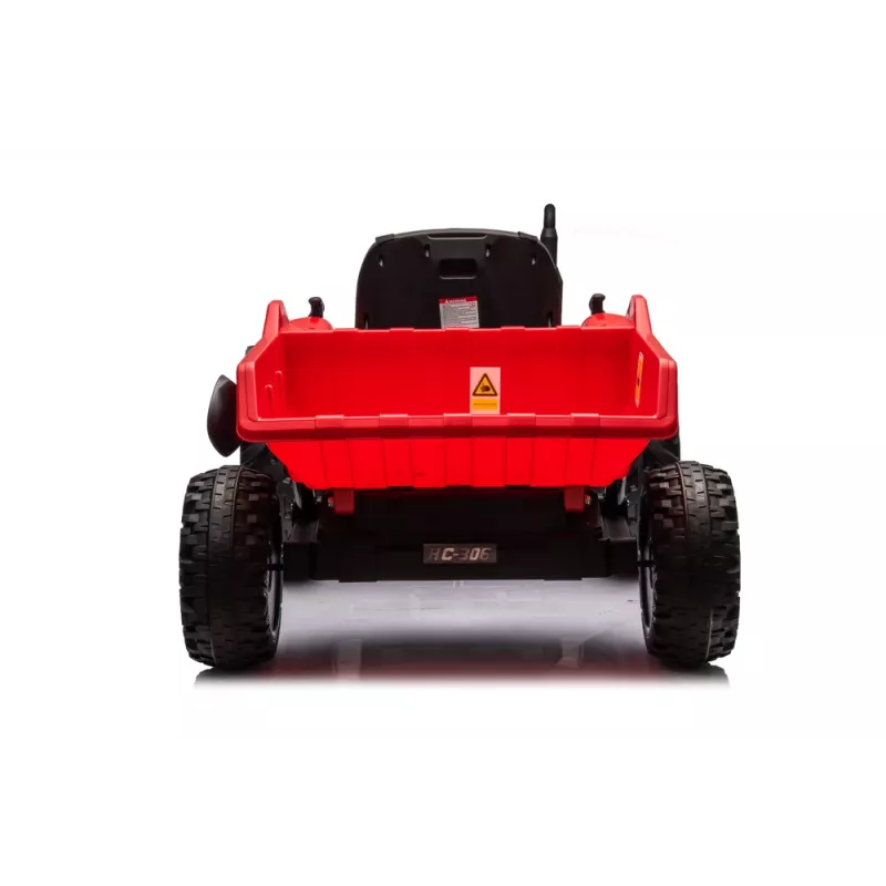LEAN CARS 24V elektrinis traktorius HC-306 raudonas su priekaba